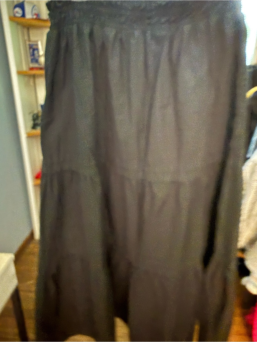 Anthropologie Black Smocked-Waist Tiered Maxi Skirt - Picture 5 of 5